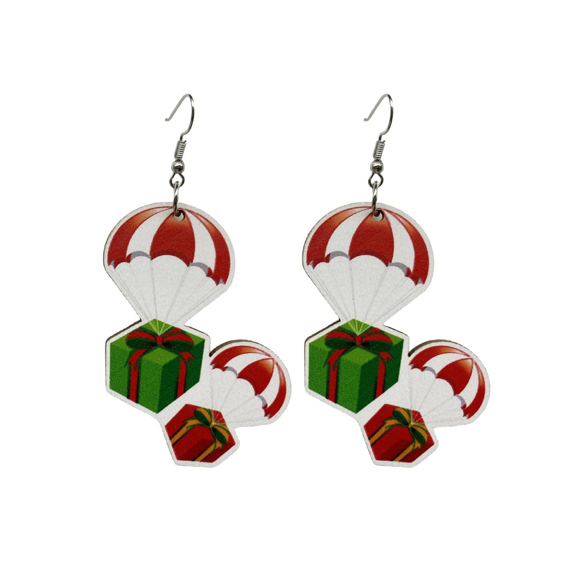 Wholesale Christmas Wood Christmas Tree Long Earrings ACC-ES-FX065