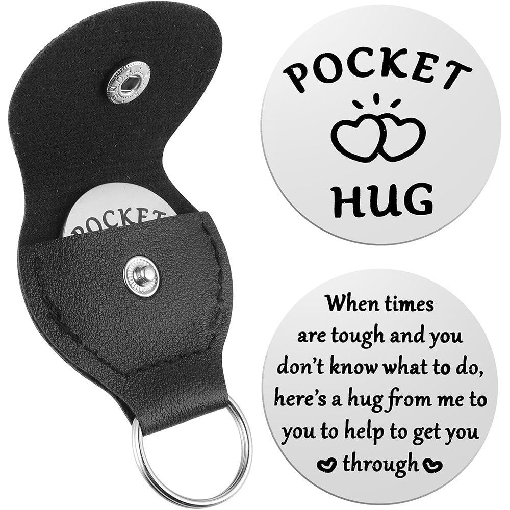 Wholesale Cute Titanium Steel Wedding Lucky Charm Coin Keychain Gift With Leather Bag For Boutique Resale