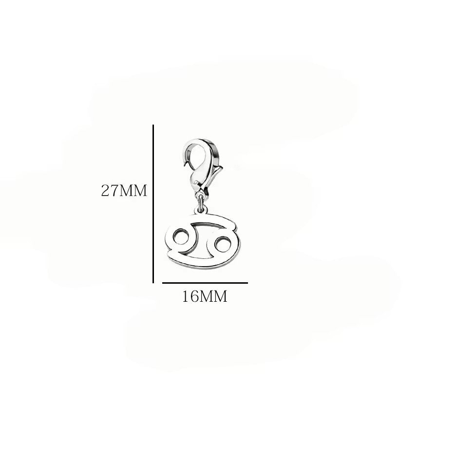 Wholesale Casual Stainless Steel Zodiac Pendant Charms with Lobster Clasp for DIY Jewelry Bracelets Necklaces,  Gift Idea