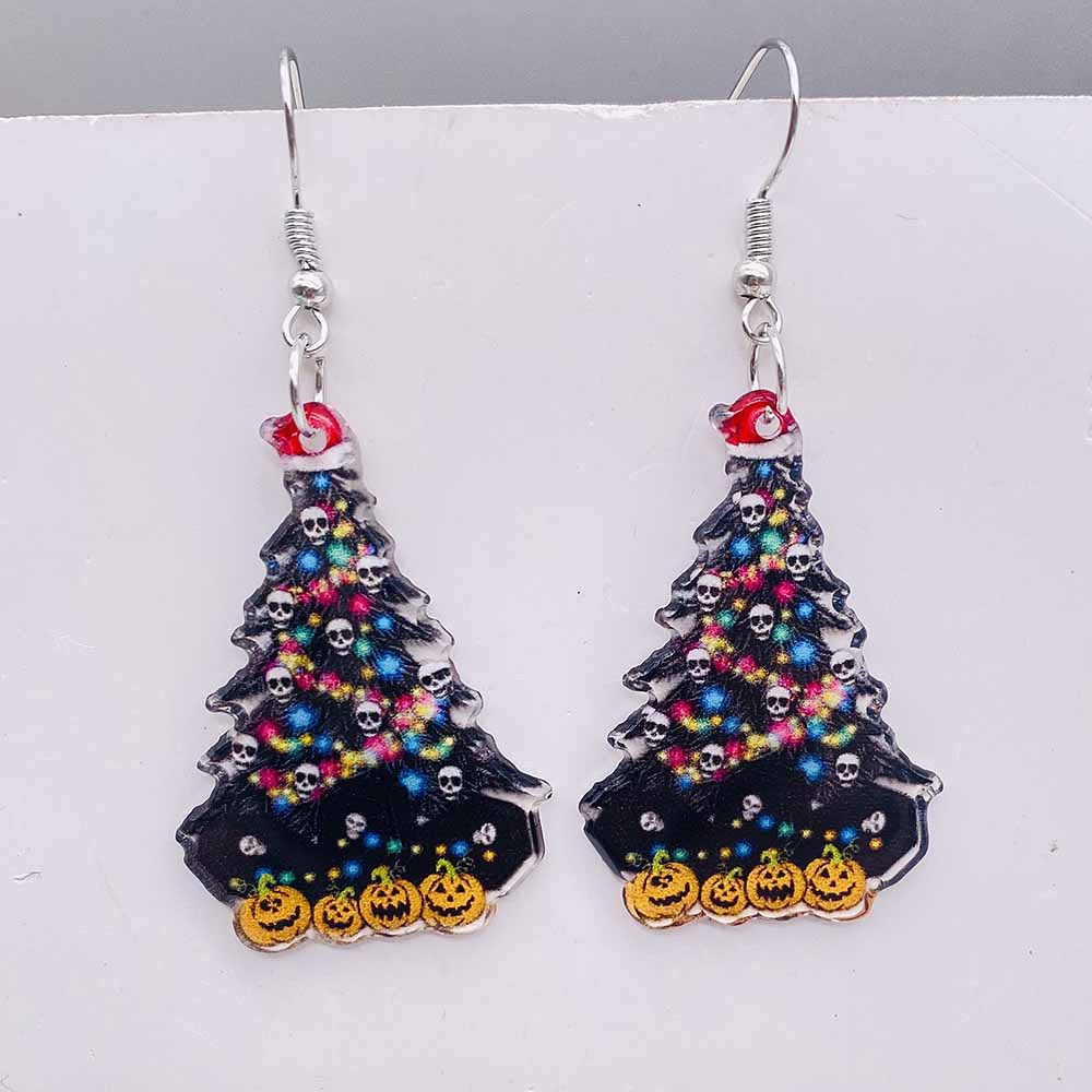 Wholesale Christmas Lights Red Plaid Christmas Tree Acrylic Earrings ACC-ES-ChenY072