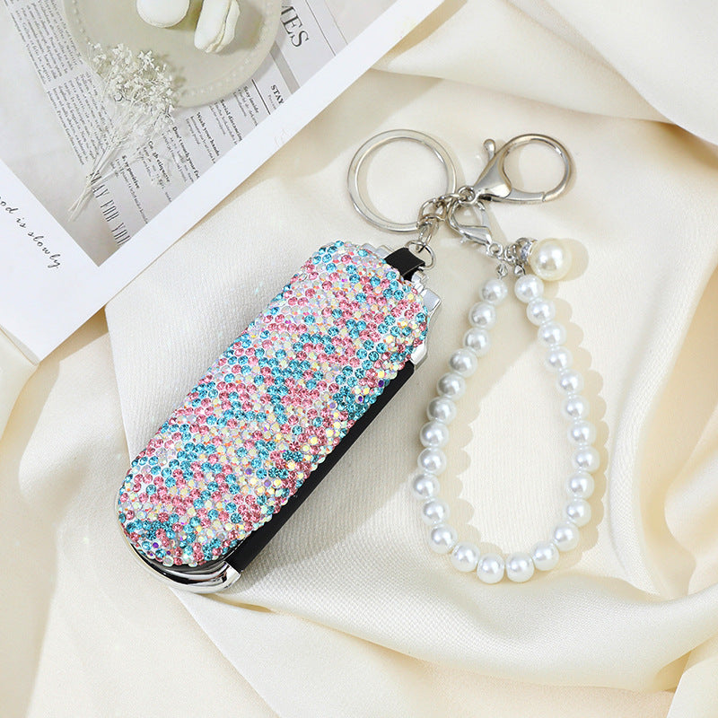 Wholesale Rhinestone Portable Folding Comb Mirror Keychain ACC-KC-ZhiYa025