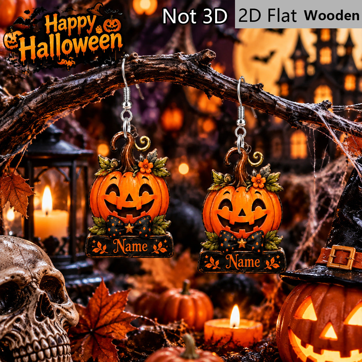 Wholesale Chic Wooden  Earrings Pumpkin Bow Flower Party Jewelry Accessory For Boutique Resale