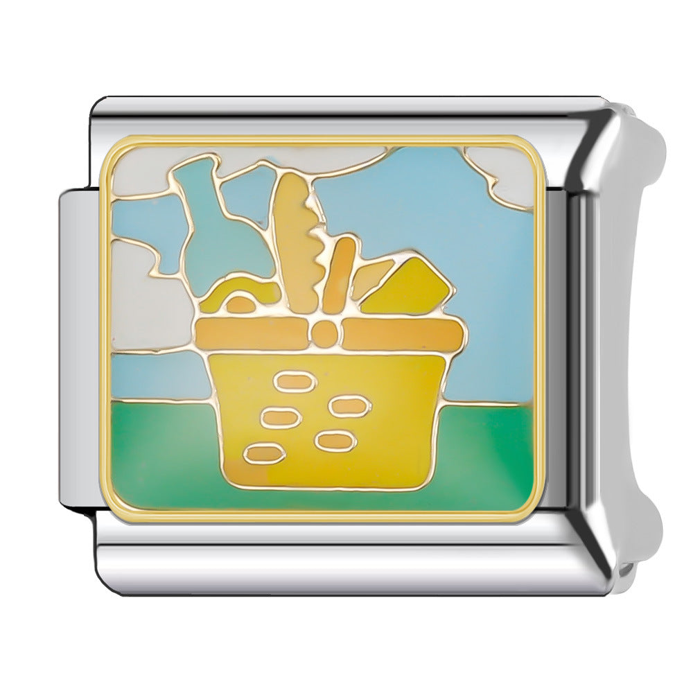 Wholesale Italian Charm Bracelet 9mm DIY Splicing Creative Pattern Stainless Steel Composable Bracelet