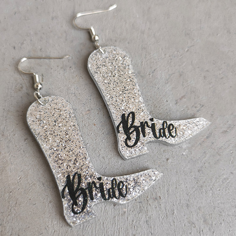 Wholesale 2 Pairs/pack Wedding Bridesmaid Jewelry Floral Pearl Laser Acrylic Earrings ACC-ES-HY078