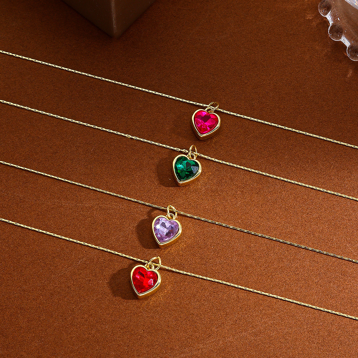 Wholesale heart-shape temperament clavicle chain love zircon necklace