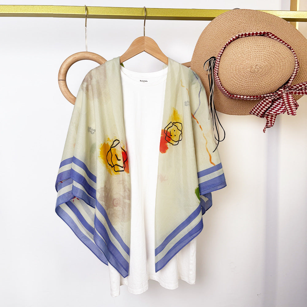 Wholesale Silk Cotton with Sun Protection 105cm Silk Scarf