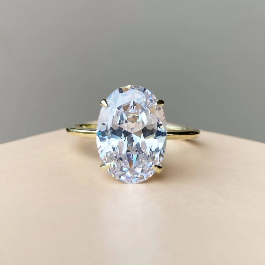 Wholesale Sanjie 2024 New European and American Simple Ins Style Inlaid Zircon Ring Handmade Super Shiny Diamond Ring