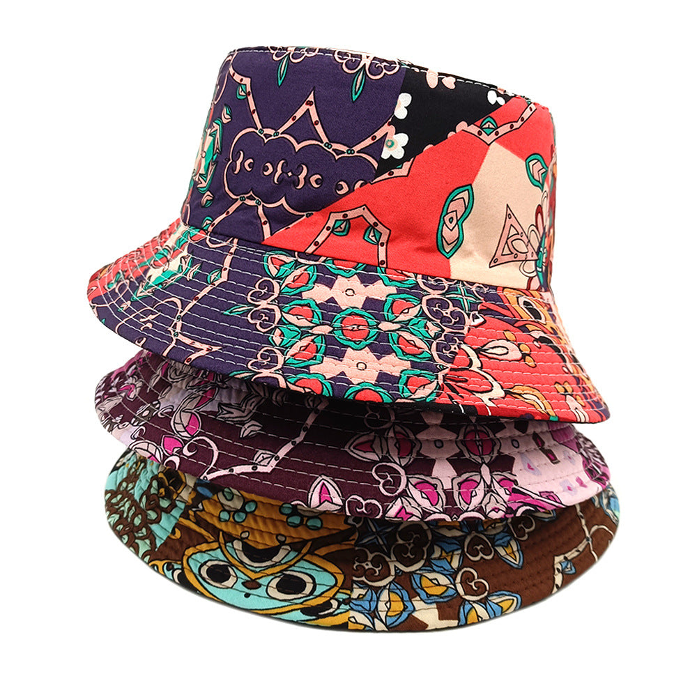 Wholesale Four Seasons Sun Visor Geometric Bucket Hat Colorblock