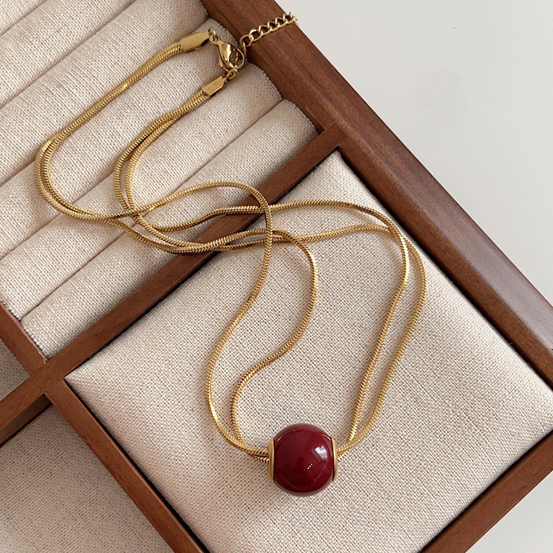 Wholesale Double Layer Stacking Pearl Titanium Steel Necklace ACC-NE-YiSheng002