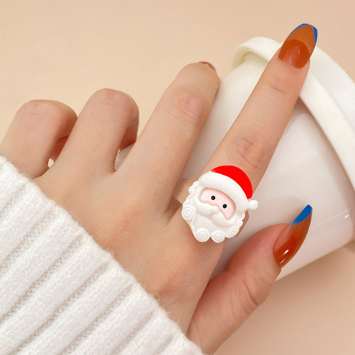 Wholesale Christmas Personalized Cute Cartoon Santa Claus Rings ACC-RS-HanSJ001