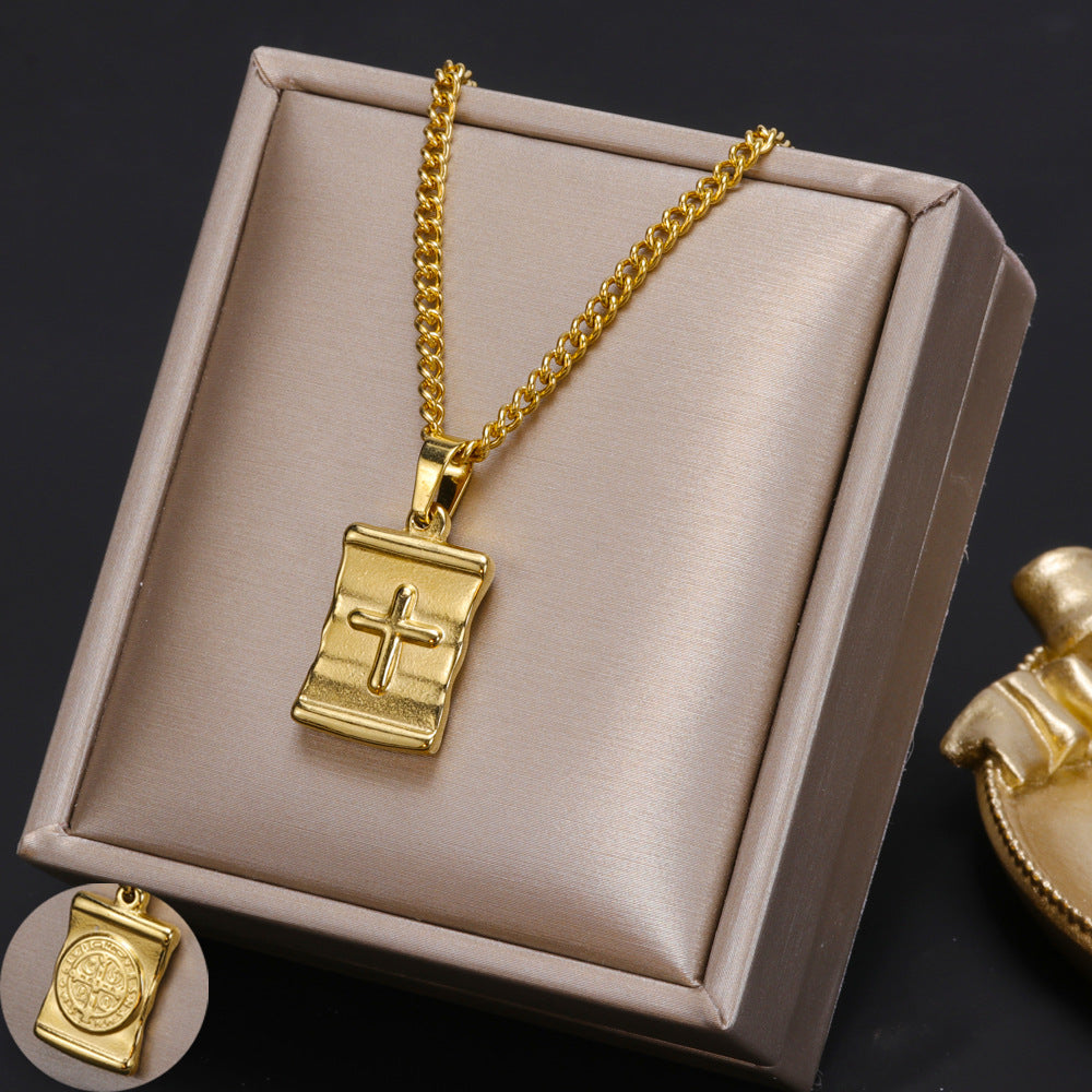 Wholesale Titanium Steel Love Heart Devil Eye Cross Necklace ACC-NE-FeiLing012