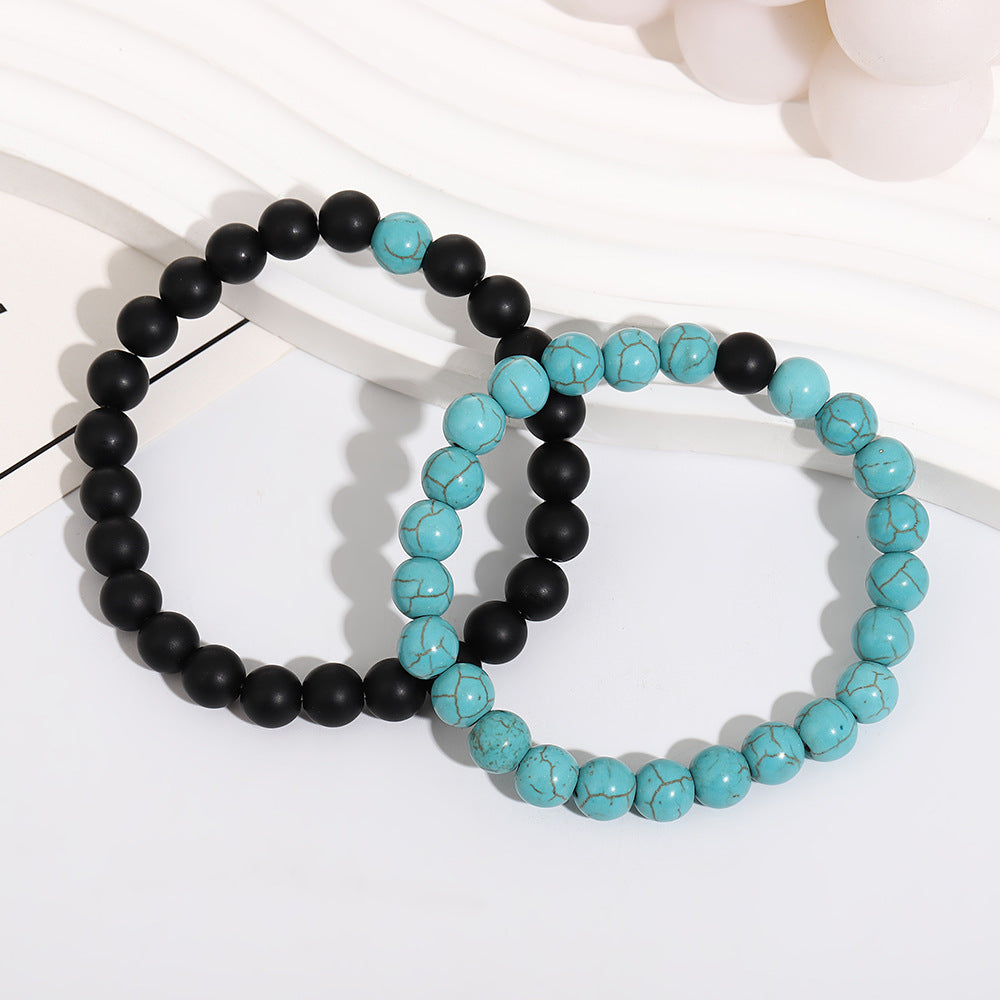 Wholesale Trendy Turquoise Couple Bead Bracelet Handmade Fashion Jewelry Accessory Gift