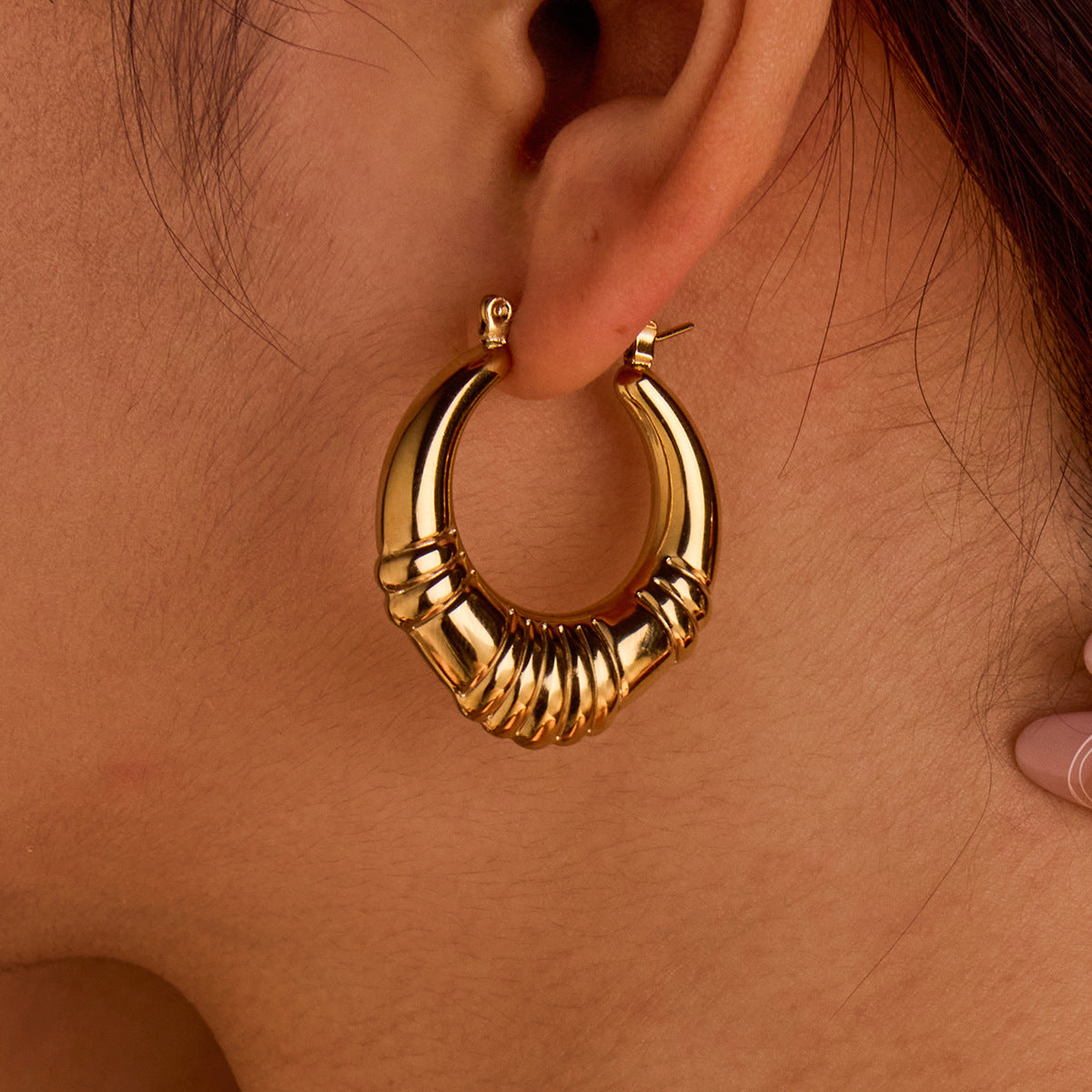 Wholesale Retro 18K Gold Plated Stainless Steel Earrings