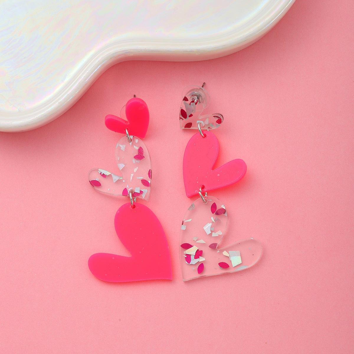 Wholesale Valentine' s Day Acrylic Heart Earrings