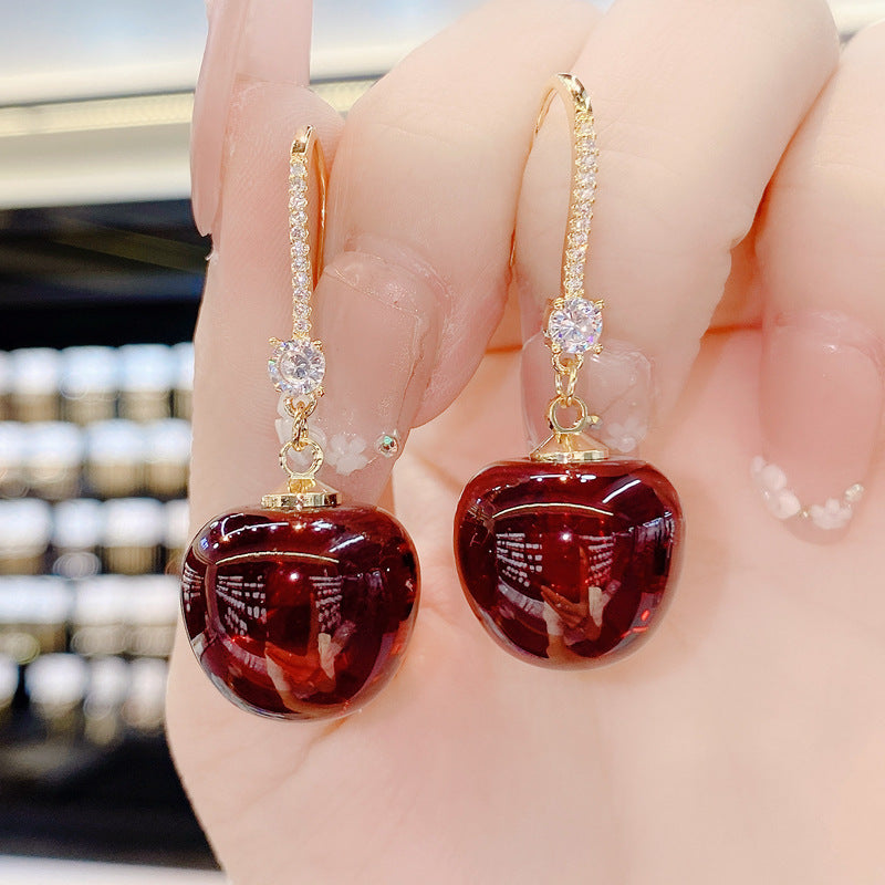 Wholesale Alloy Red Cherry Earrings
