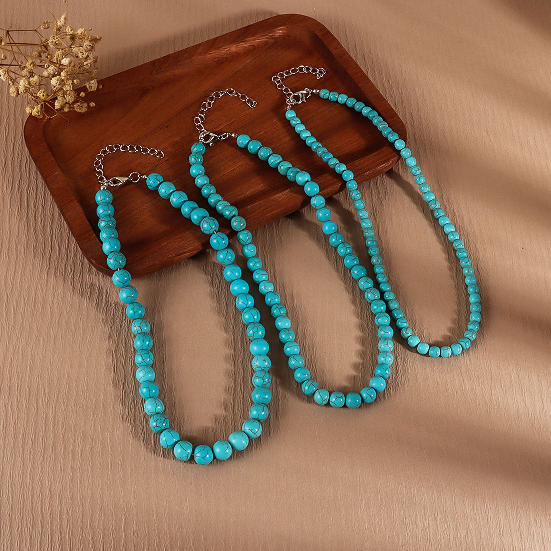 Wholesale Zinc Alloy Turquoise Beaded Necklace Retro Fairy Style Jewelry Accessory