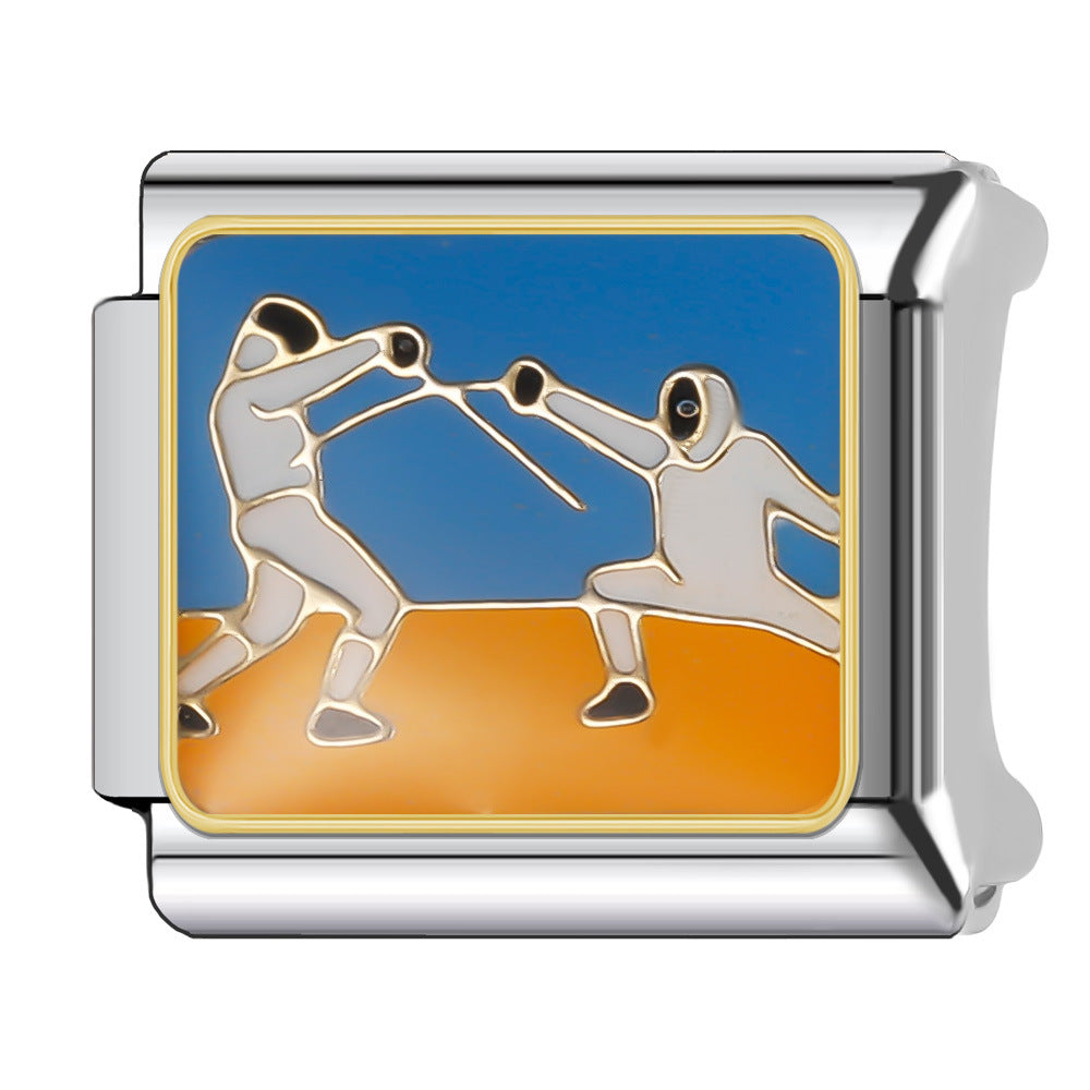 Wholesale Italian Charm Bracelet 9mm DIY Splicing Leisure Sports Stainless Steel Composable Bracelet