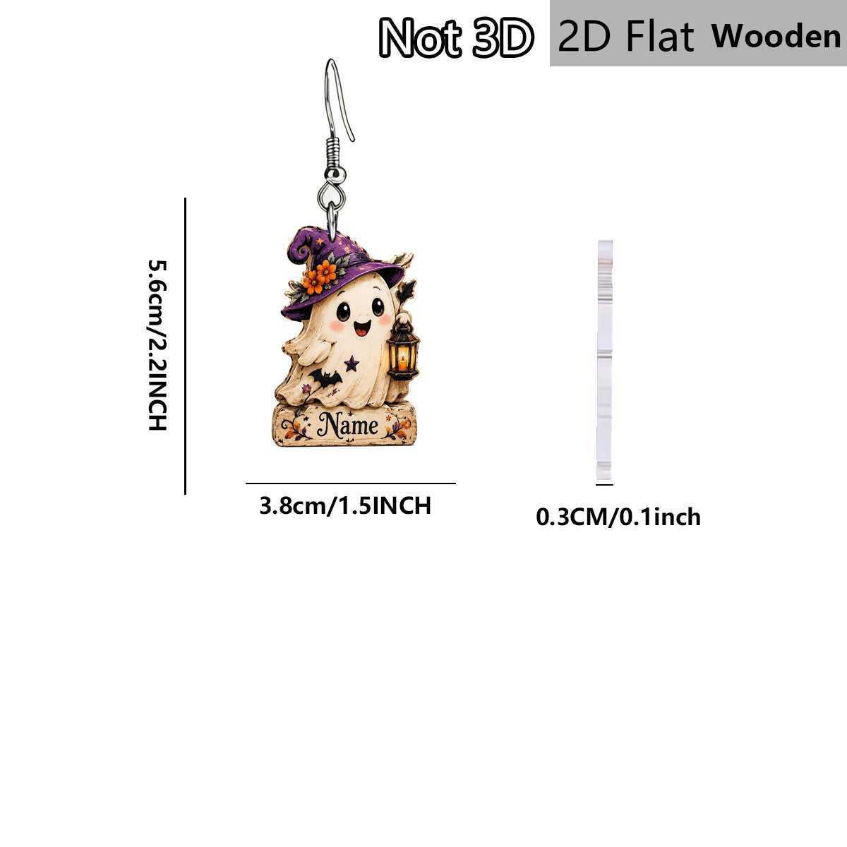 Wholesale Wooden  Earrings Purple Witch Hat Lantern Ghost Painted Retro Party Jewelry Accessory