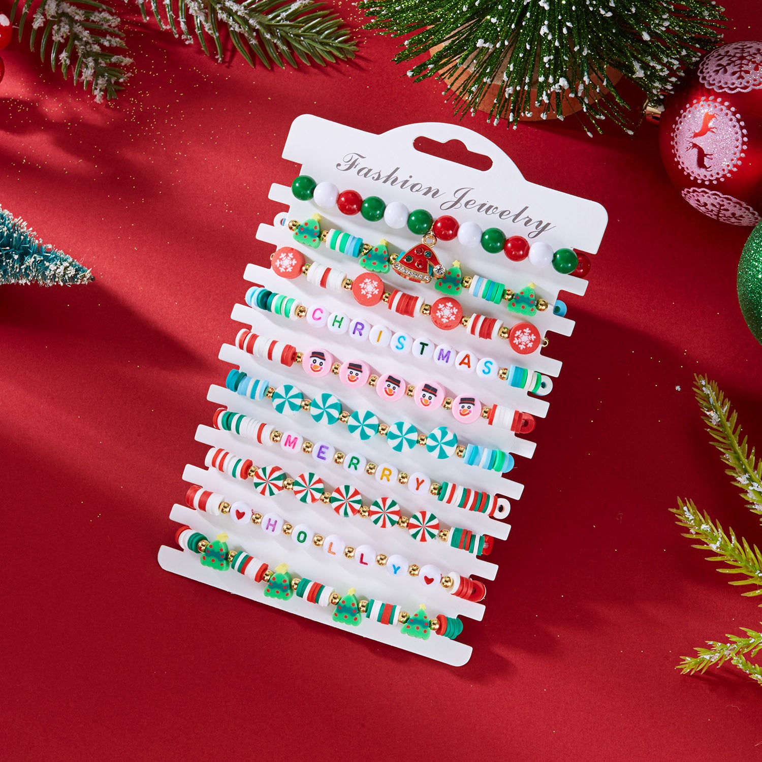 Wholesale Christmas Multi-layer Soft Ceramic Elk Bracelet Set