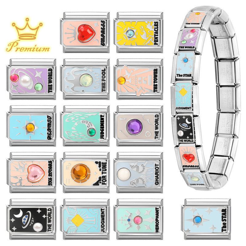 Wholesale Tarot-Themed Stainless Steel Charm Bracelet DIY Accessories Fashion Jewelry for Everyday Wear