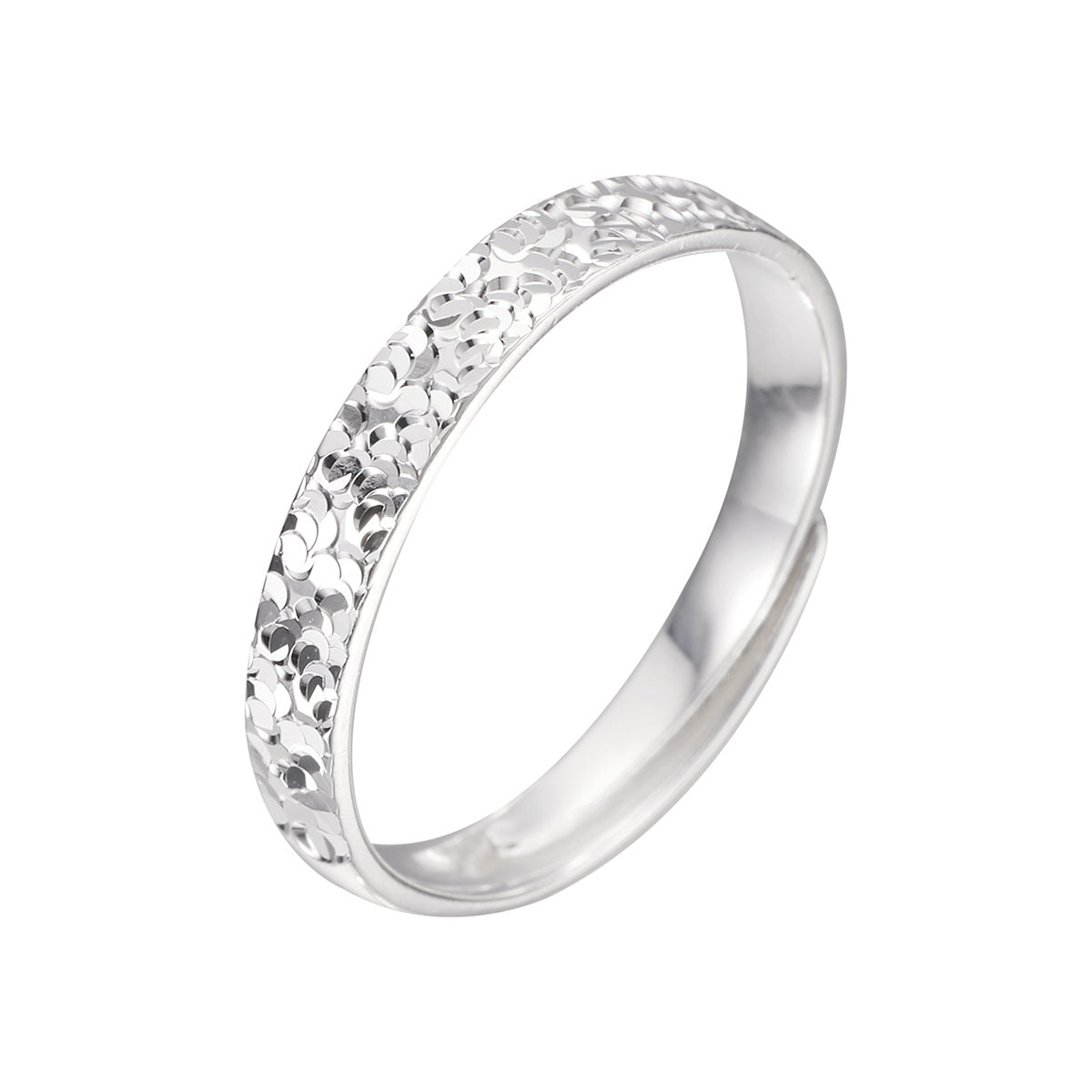 Wholesale Crushed Ice Hammered Silver Ring Adjustable Unisex Couple Jewelry Fashion Accessory Gift For Boutique Resale