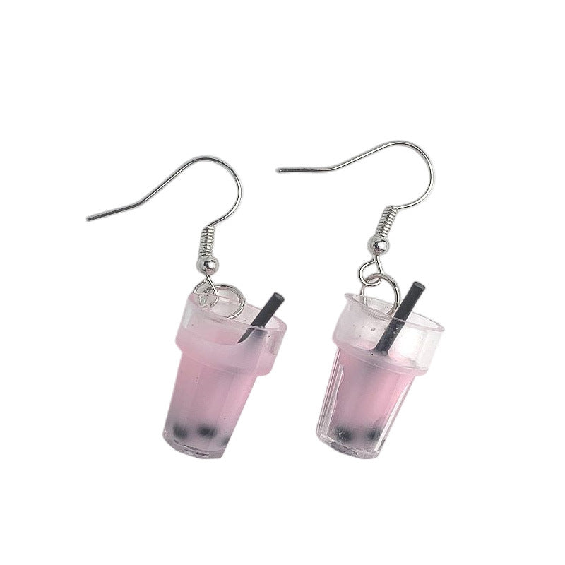 Wholesale Resin Pearl Milk Tea Earrings ACC-ES-Xunt001