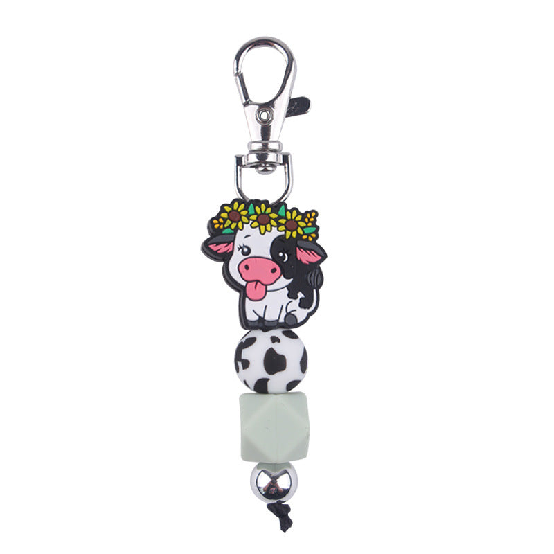 Wholesale Cartoon Cow Silicone Beaded Keychain ACC-KC-GuangTian088