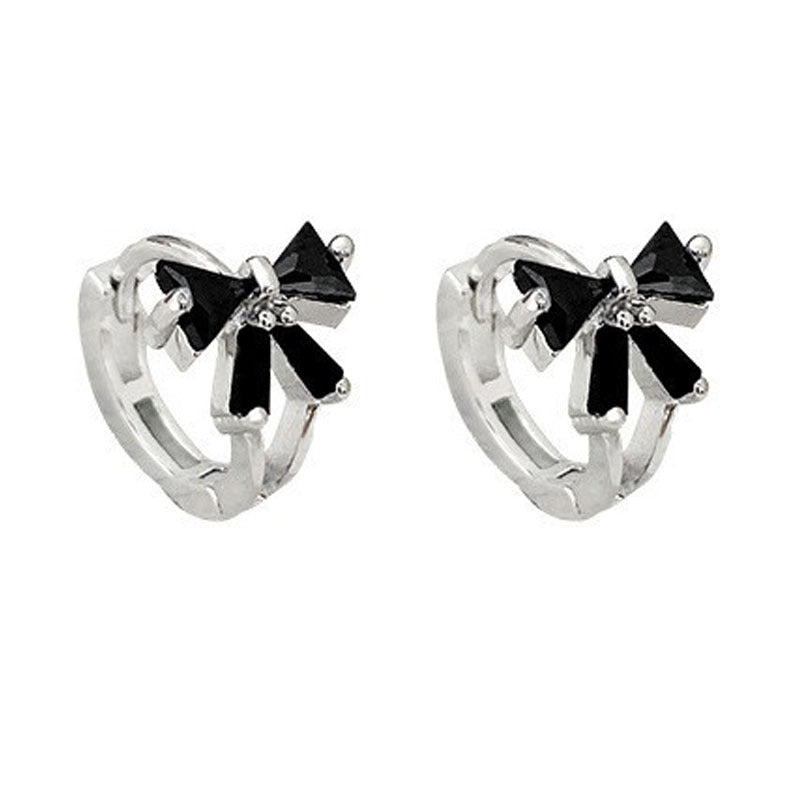 Wholesale Black Zircon Bow Earrings Simple Niche Design Trendy Fashion Accessory for Party Wear