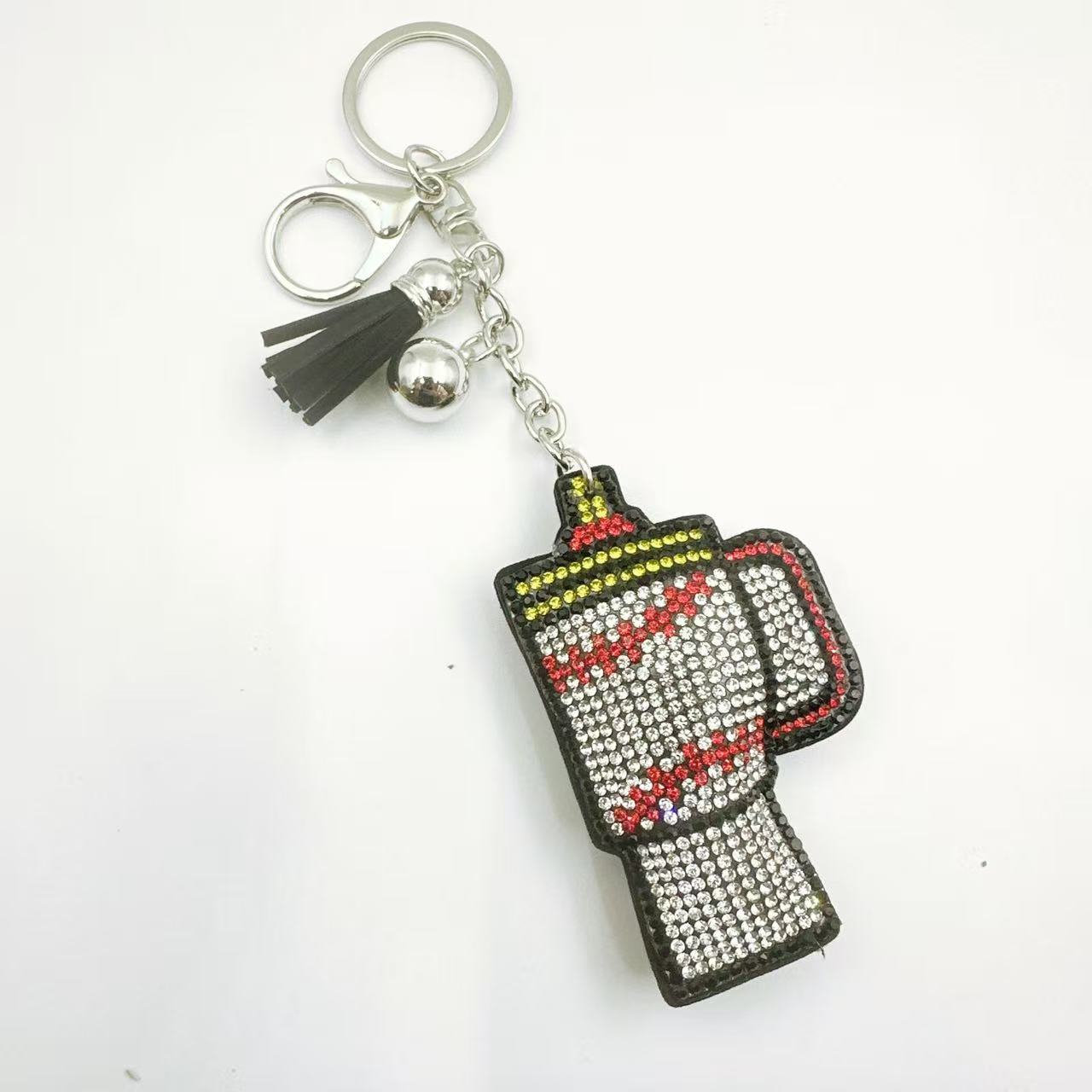 Wholesale Creative Korean Velvet Hot Diamond Team Logo Keychain