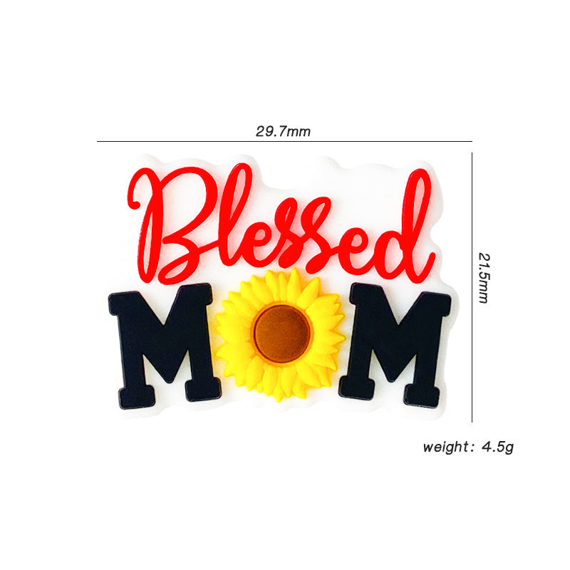 Wholesale 10pcs Faith Mom Silicone Beads Focal Beads DIY Accessories Mother's Day ACC-BDS-WDX077