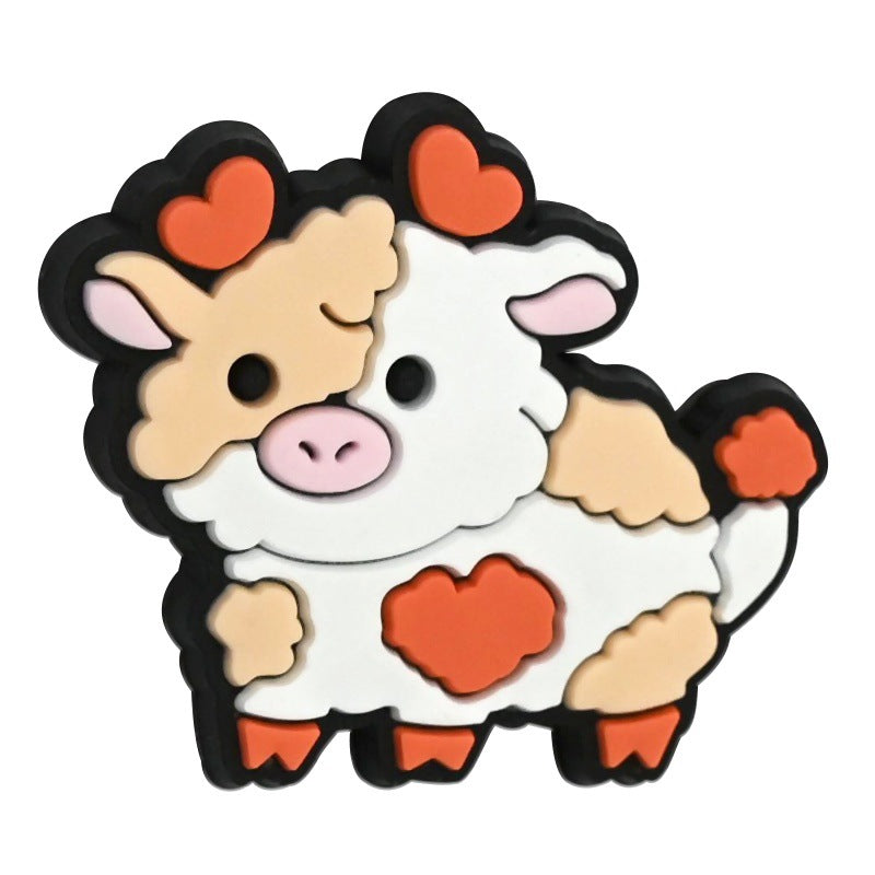 Wholesale Random 100pcs PVC Soft Rubber Colored Cow Series Focal Beads for DIY Beadable Pens