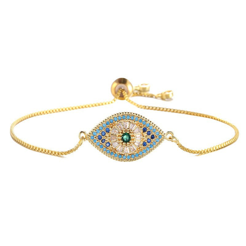 Wholesale Evil Eye Bracelet For Women Lucky Charm Copper Micro Pave Zircon Trendy Fashion Accessory For Everyday Wear