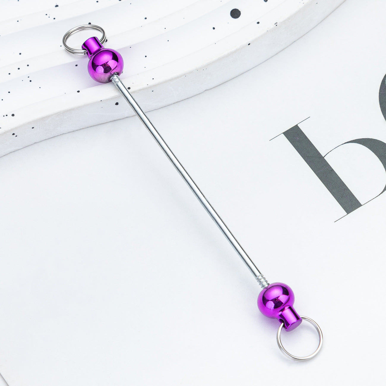 Wholesale  DIY beadable  gradient color handmade beaded keychain