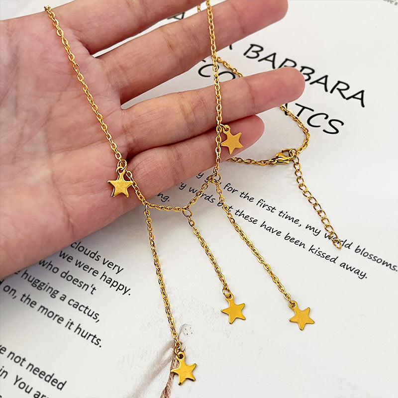 Wholesale star tassel stainless steel pendant Necklace