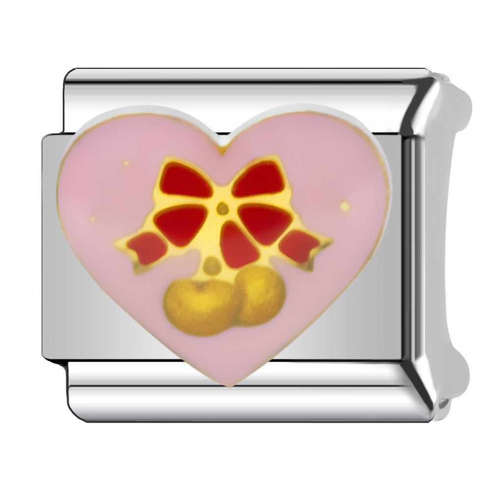 Wholesale Heart-Shaped Italian Module Bracelet Stainless Steel Dripping Oil Fashion Jewelry Accessory Gift