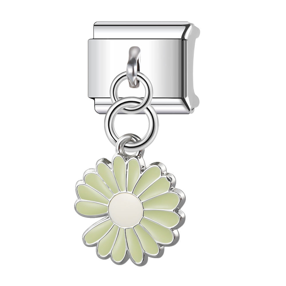 Wholesale Italian Charm Bracelet 9mm DIY Splicing Daisy Series Stainless Steel Composable Bracelet
