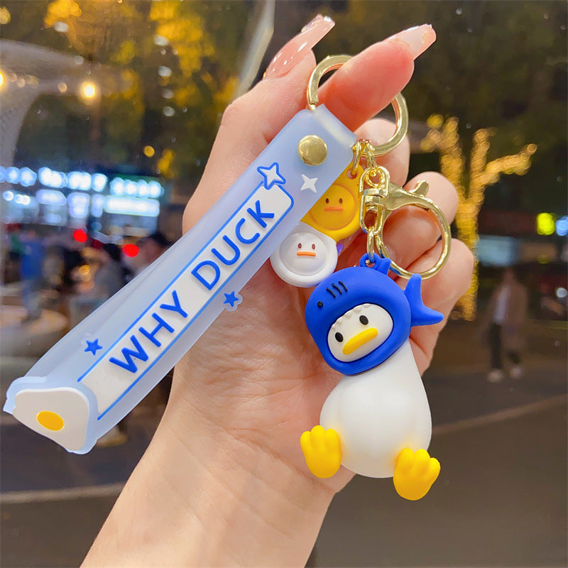 Wholesale Creative cartoon crooked neck duck fun headgear keychain