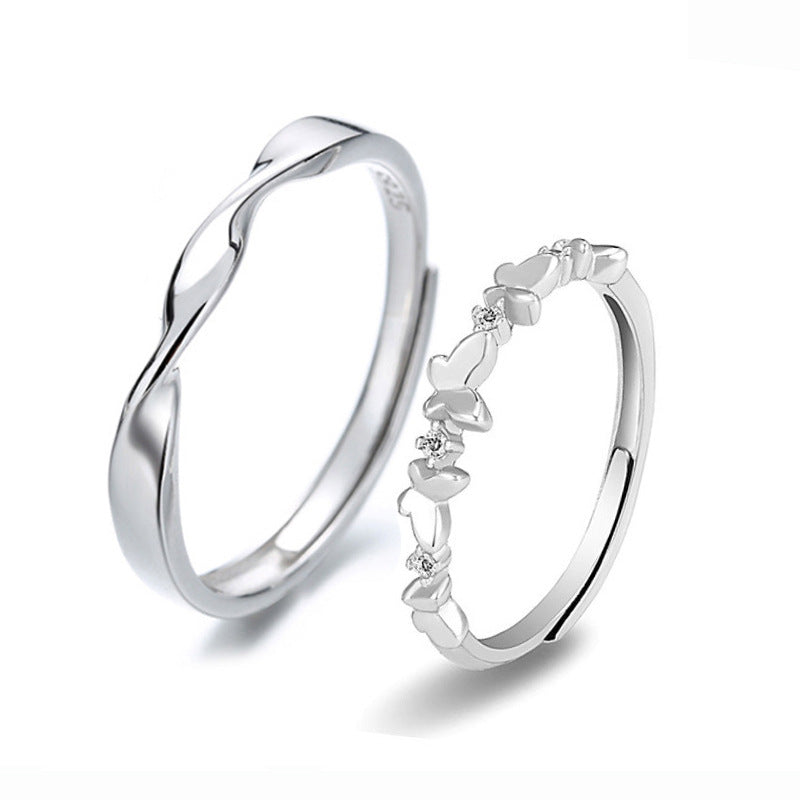 Wholesale Valentine's Day s925 silver butterfly couple ring