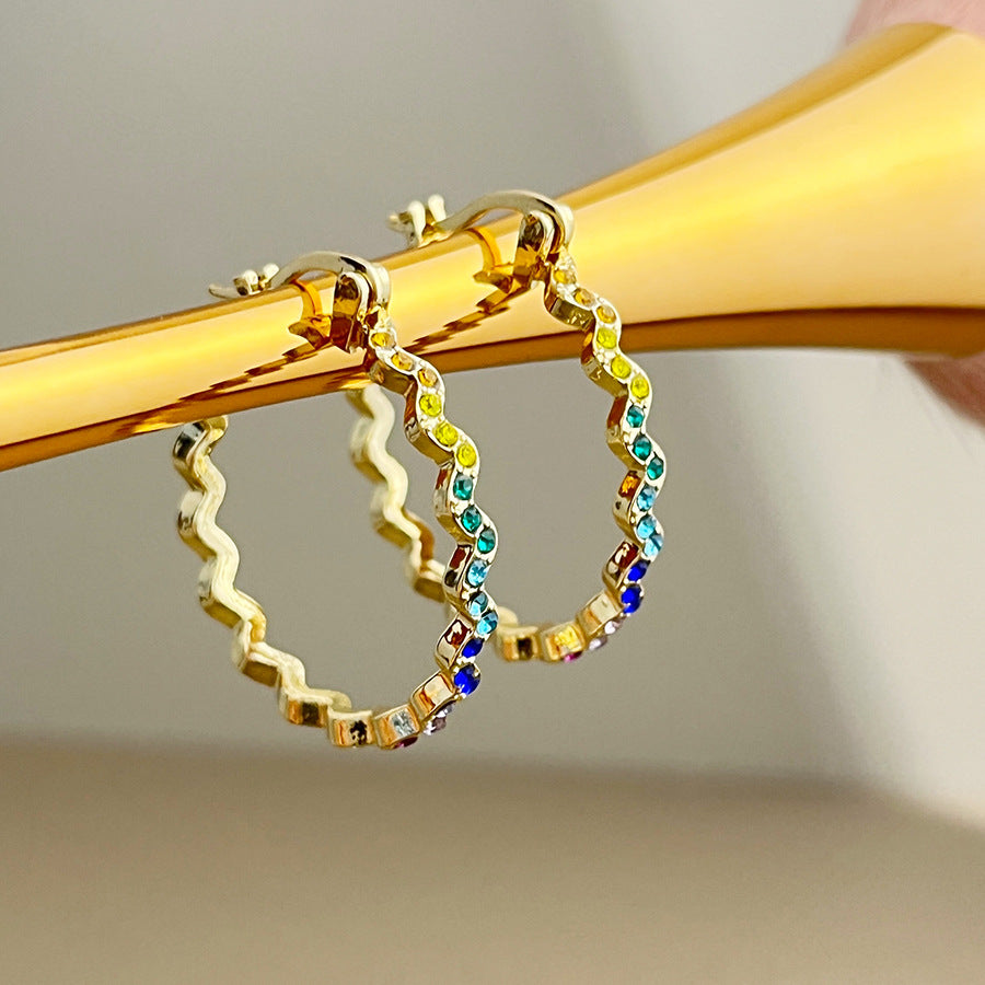 Wholesale  geometric simple color diamond earrings