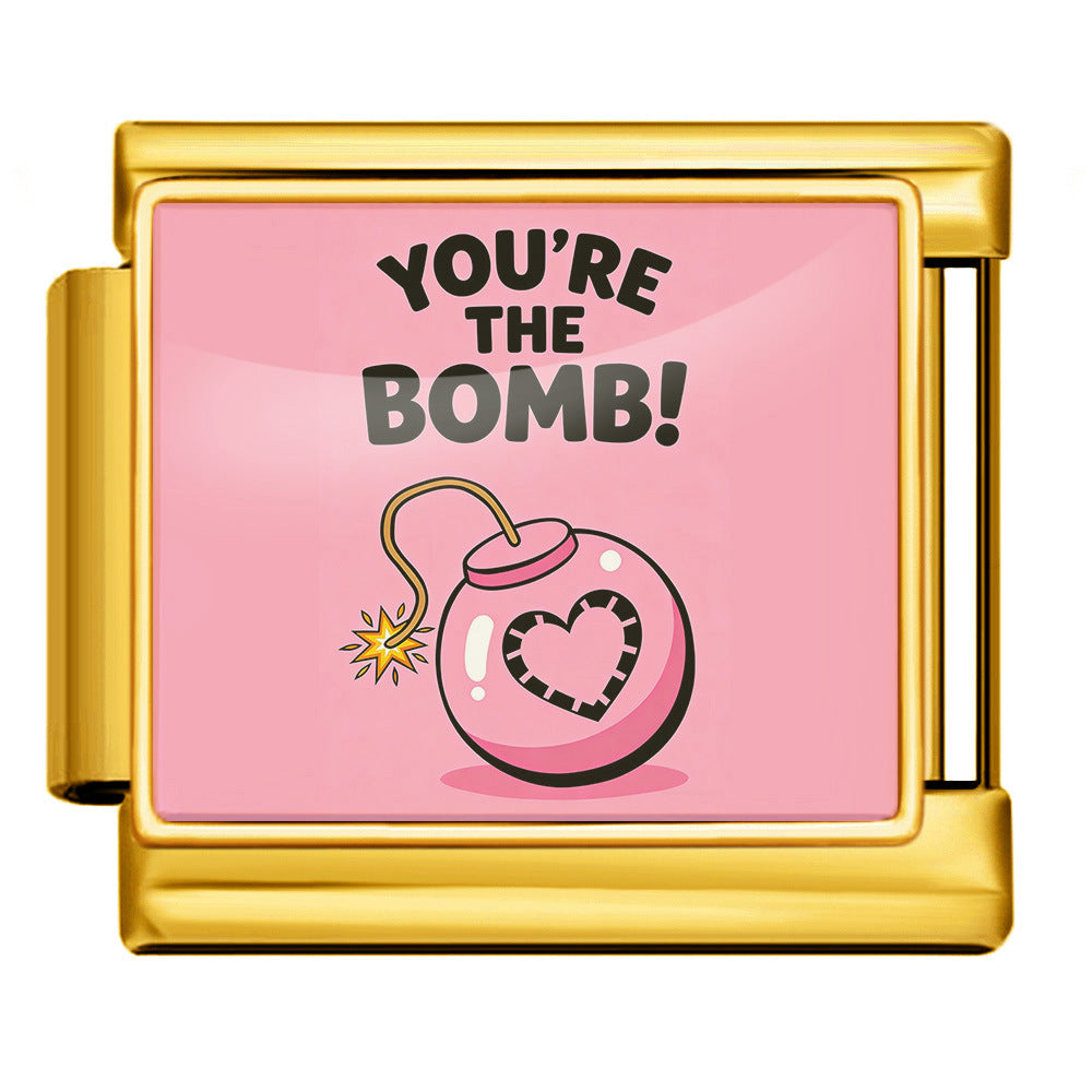 Wholesale 9mm Italian Charm Starter Bracelets DIY Valentine' s Day Heart-Shaped Stainless Steel Composable Bracelet