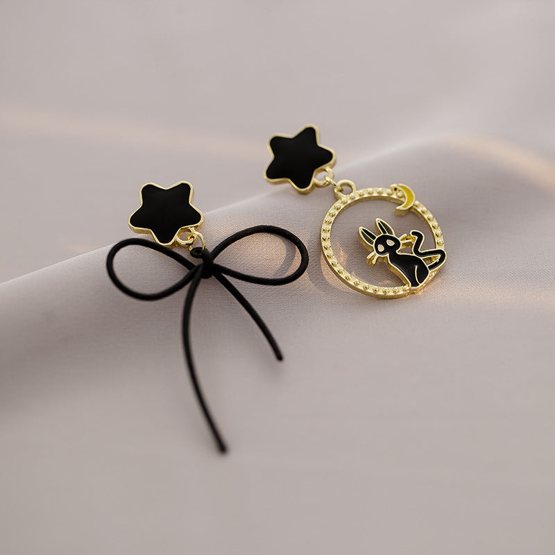 Wholesale Elegant Alloy Bow Star Cat Clip Earrings - Party Gift Fashion Accessory