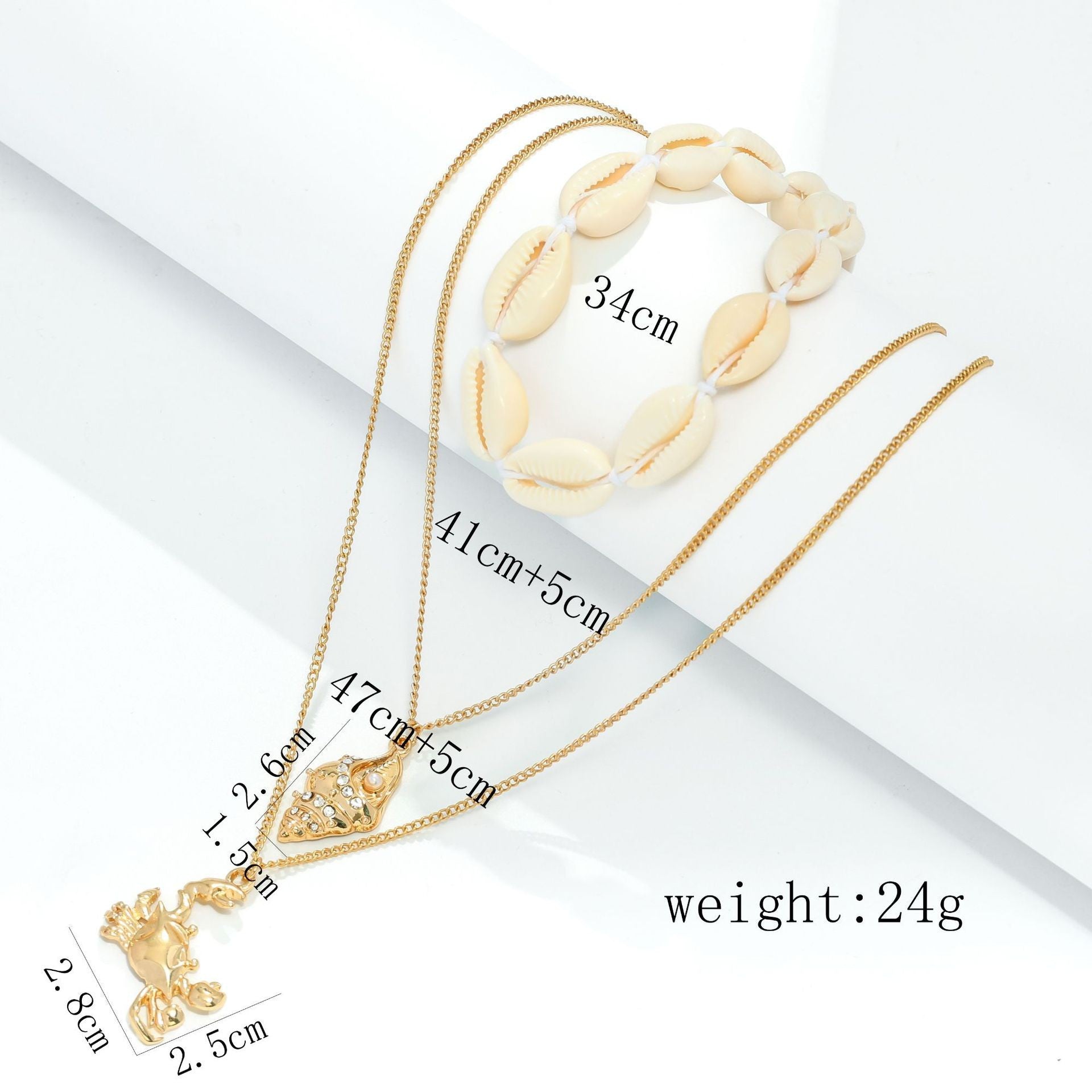 Wholesale  Summer Beach Vacation Crab Conch Shell Women's Jewelry Set 3 Necklaces