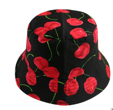 Wholesale  Fashion Printed Cherry Fisherman Hat Bucket Hat