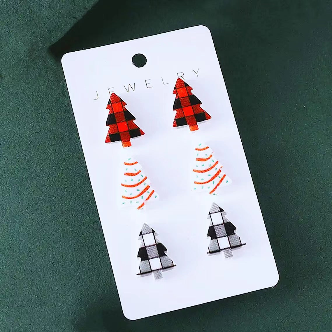 Wholesale Christmas Checkered Leopard Christmas Tree Print Acrylic Earrings Set ACC-ES-AnDao036