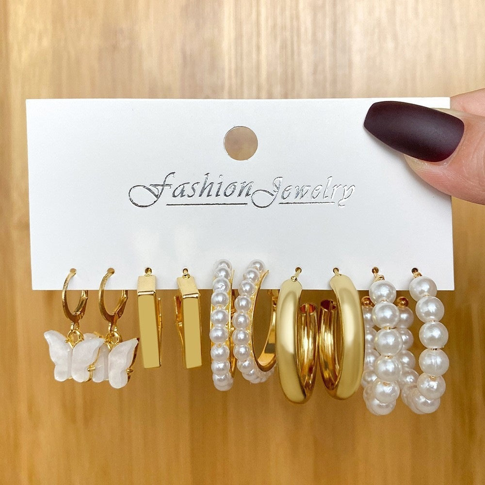 Wholesale Alloy Geometric Square Earrings Set Ins Style Fashion Jewelry Accessory