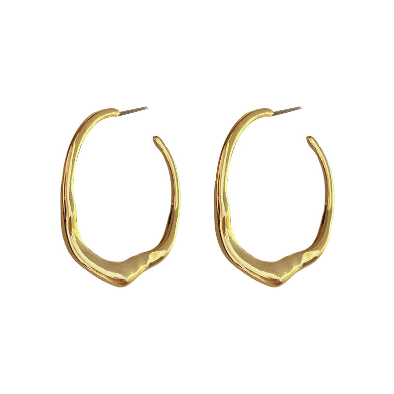 Wholesale Irregular Metal Large Circle Earrings European Style Fashion Jewelry Accessory for Women