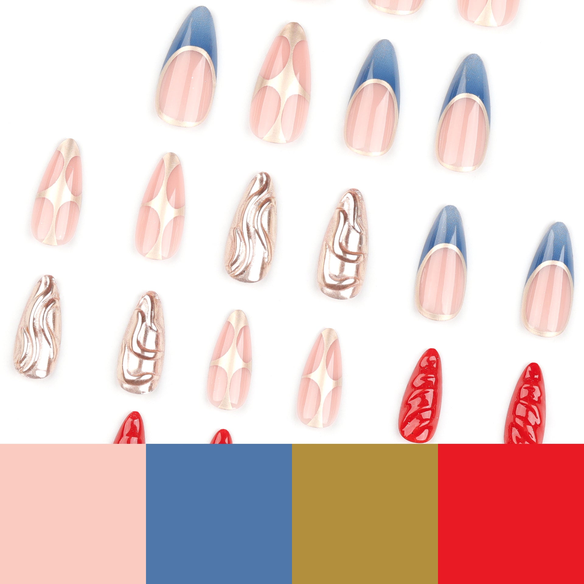 Wholesale 24 Pieces/box Red Press-on Nails Kits Nail Stickers ACC-NS-LeFan055