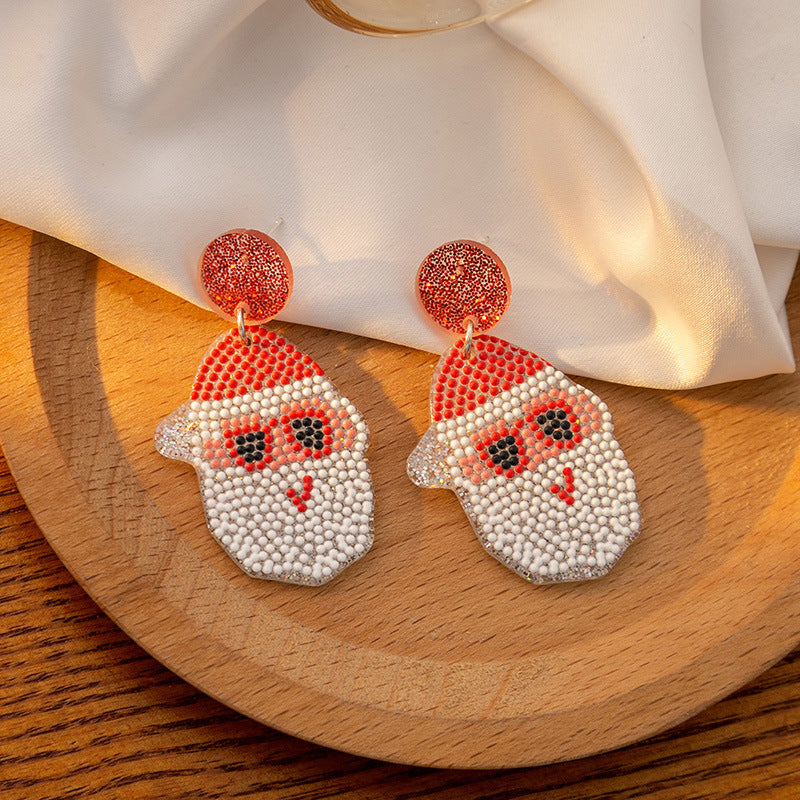 Wholesale Santa Claus Acrylic Snowflake Elk Hollow Earrings Christmas Socks Earrings ACC-ES-MDD076