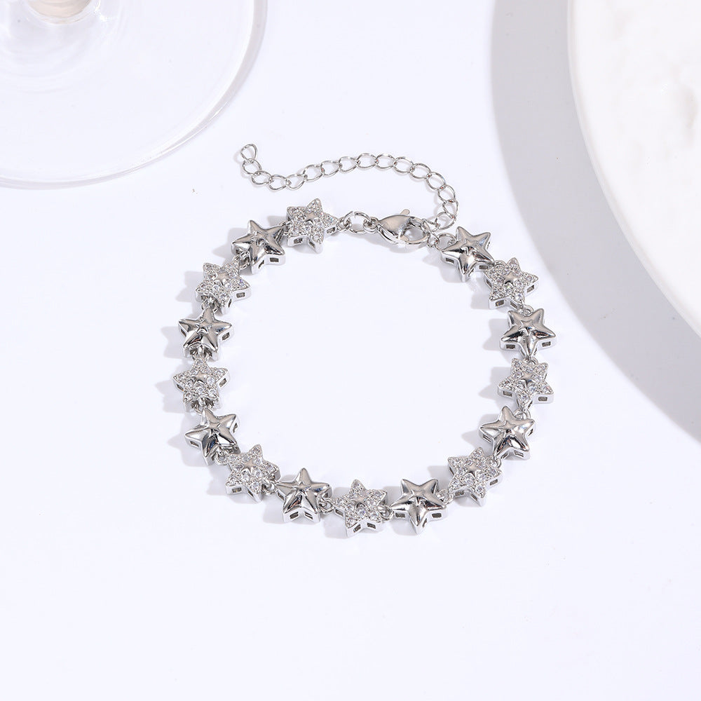 Wholesale  Stereo Micro-Paved Zircon Star and Moon Bracelet