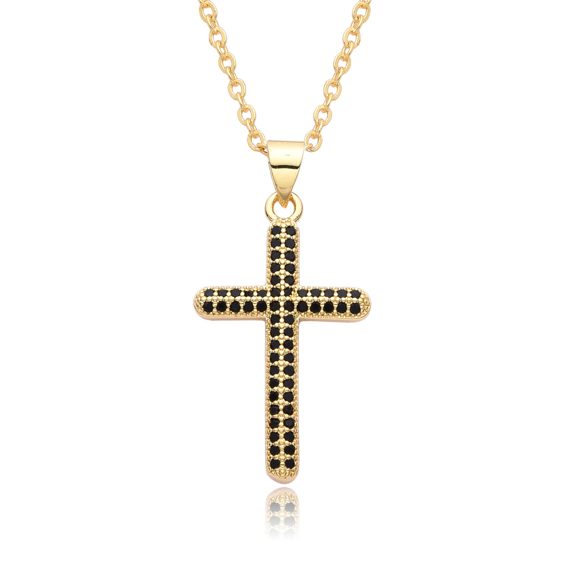 Wholesale Light luxury full diamond micro-inlaid temperament smart shining cross necklace